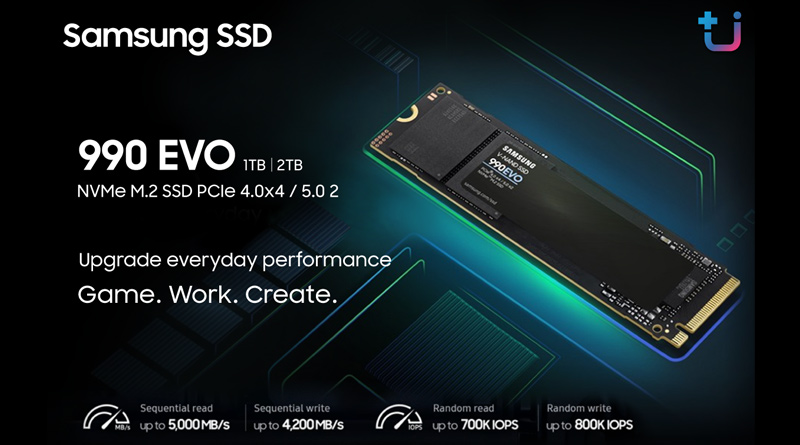 Ascenti เปิดตัว Samsung 990 EVO NVMe M.2 SSD รุ่นใหม่ล่าสุด ให้ทุกๆ วันเป็นเรื่องง่าย เต็มที่ทุกประสิทธิภาพ ตอบโจทย์ทุกความต้องการ Game. Work. Create.